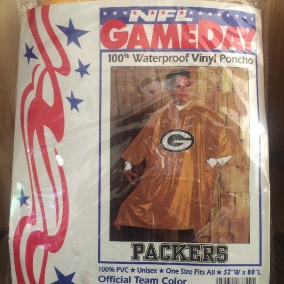NFL Packers GAMEDAY Poncho Adult Waterproof PVC - Picture 7 of 8